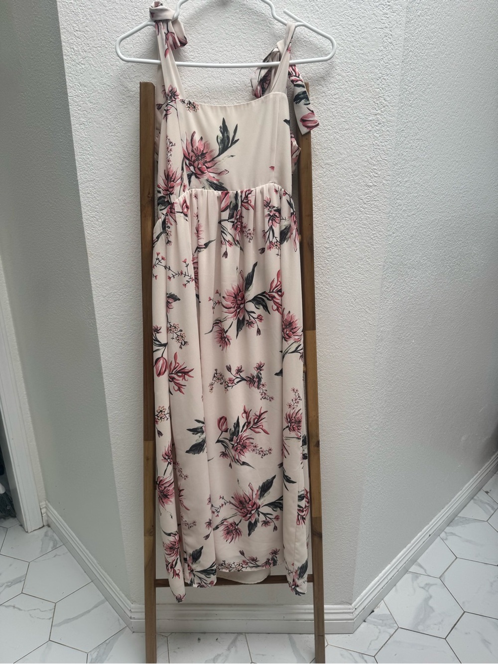 Yumi Kim Cream Floral Maxi Dress with Pink and Green Print